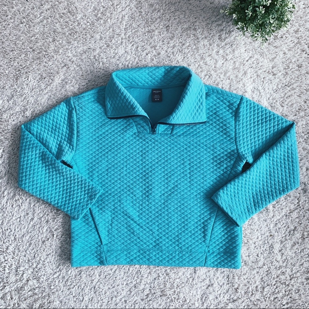 Teal Athletic Quarter-Zip Jacket